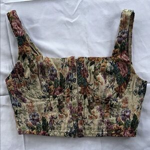 Wild Fable Floral Textured Corset Crop Top Cottagecore Festival